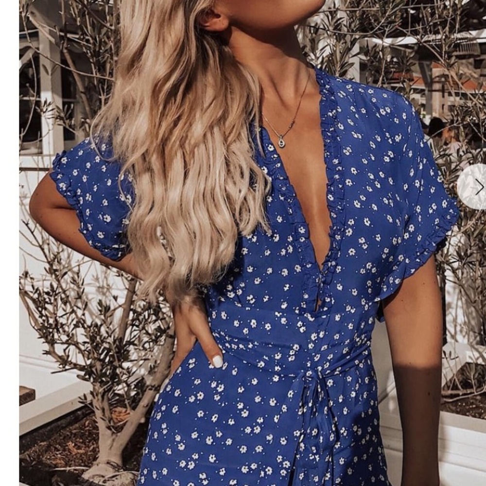 NWT Tuckernuck Faithful The Brand La Villa Cobalt Blue Wide-Leg Jumpsuit 6 - Picture 14 of 14